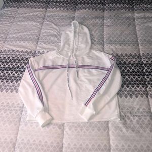 Shein White Striped Hoodie
